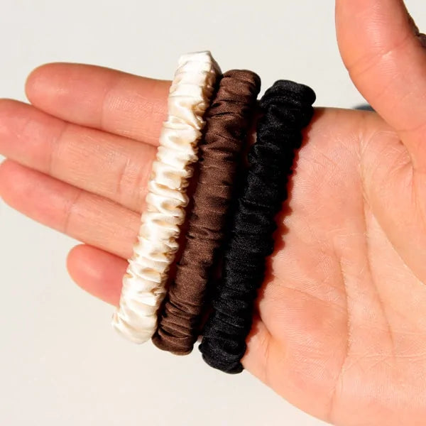 The Skinny Scrunch (3 por pedido): Coleteros de satén de lujo y elegantes