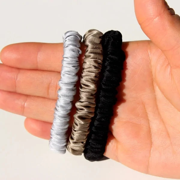 The Skinny Scrunch (3 por pedido): Coleteros de satén de lujo y elegantes