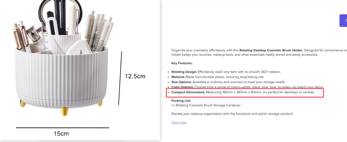 The Beauty Cosmetic Brush Holder - 360° Rotating Makeup Brush Holder