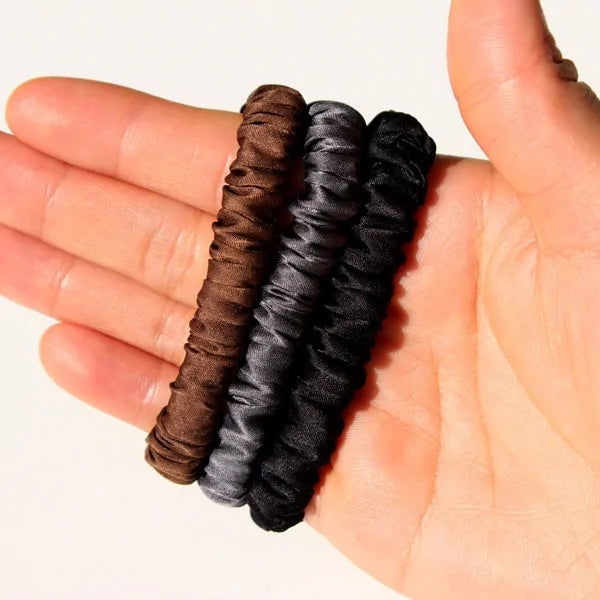 The Skinny Scrunch (3 por pedido): Coleteros de satén de lujo y elegantes