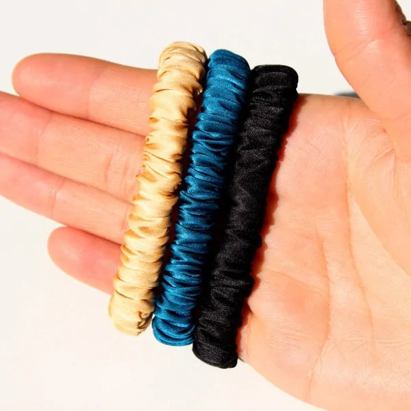 The Skinny Scrunch (3 por pedido): Coleteros de satén de lujo y elegantes