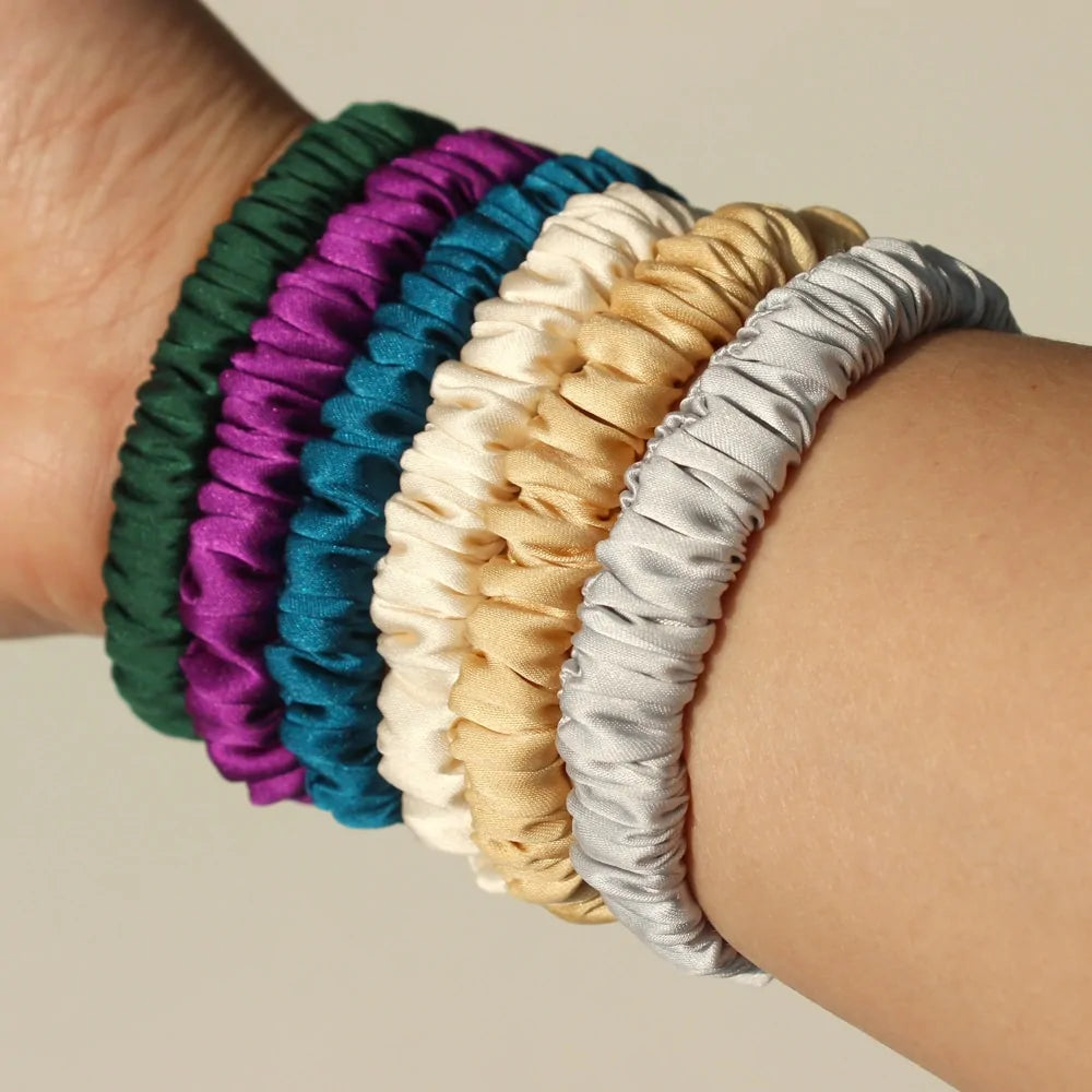 The Skinny Scrunch (3 por pedido): Coleteros de satén de lujo y elegantes
